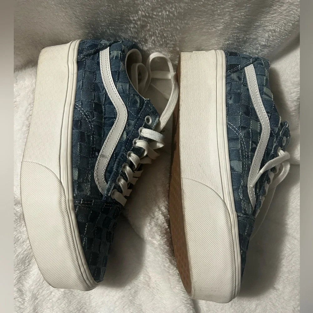 Vans Old Skool Platform Denim Checkered - Picture 2 of 5